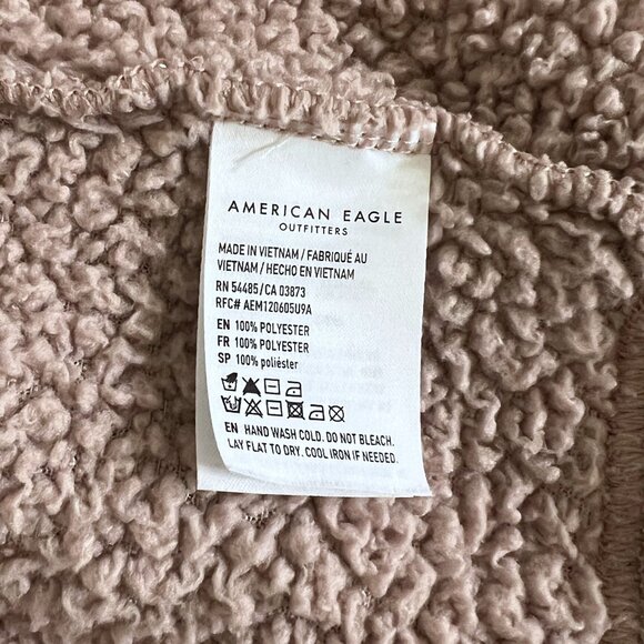 American Eagle Outfitters Sherpa pullover hoodie Dusty Pink Size Medium - Picture 6 of 8